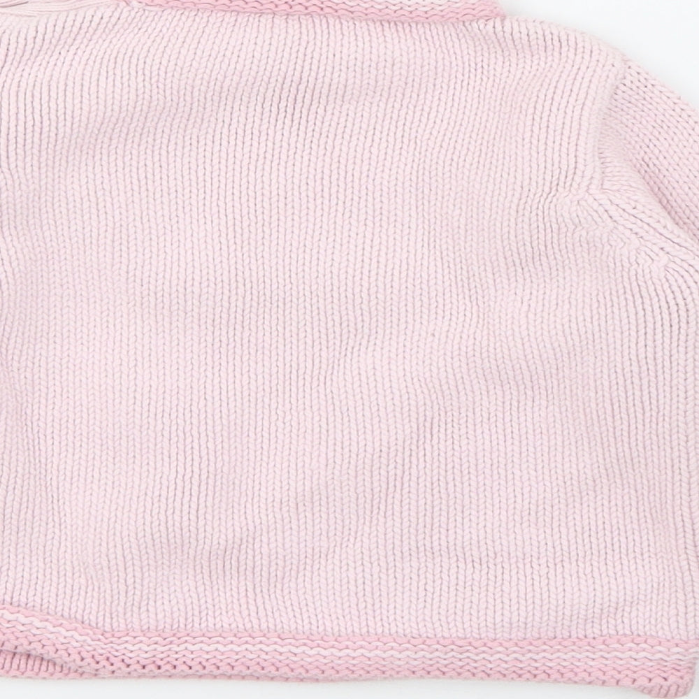 Junior Girls Pink Crew Neck  Cotton Pullover Jumper Size 2-3 Years  Button