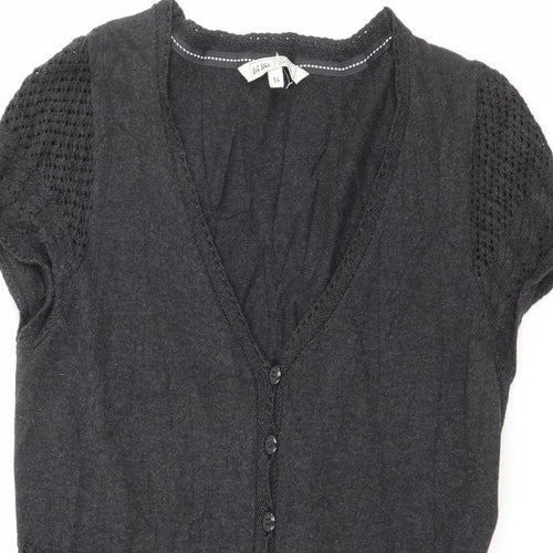 Fat Face Womens Grey  Cotton Fit & Flare  Size 14  V-Neck Button