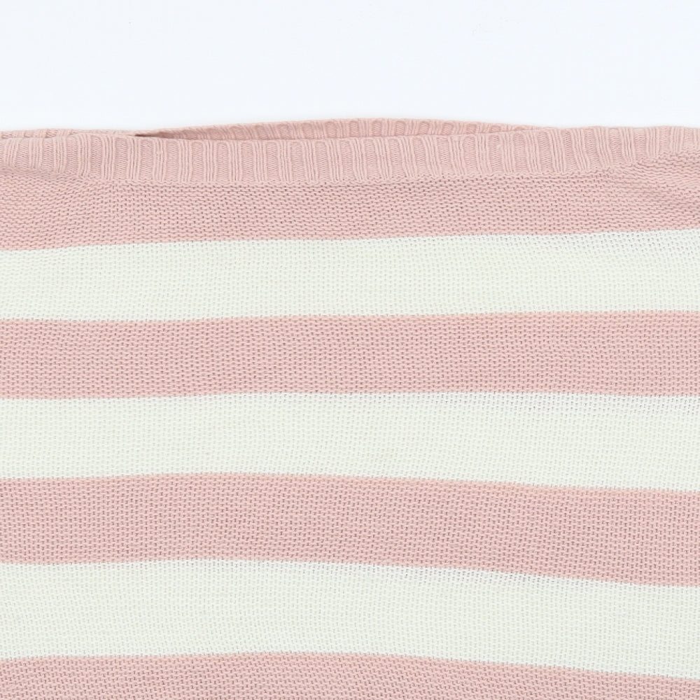 Dorothy Perkins Womens Pink Boat Neck Striped Acrylic Pullover Jumper Size 14