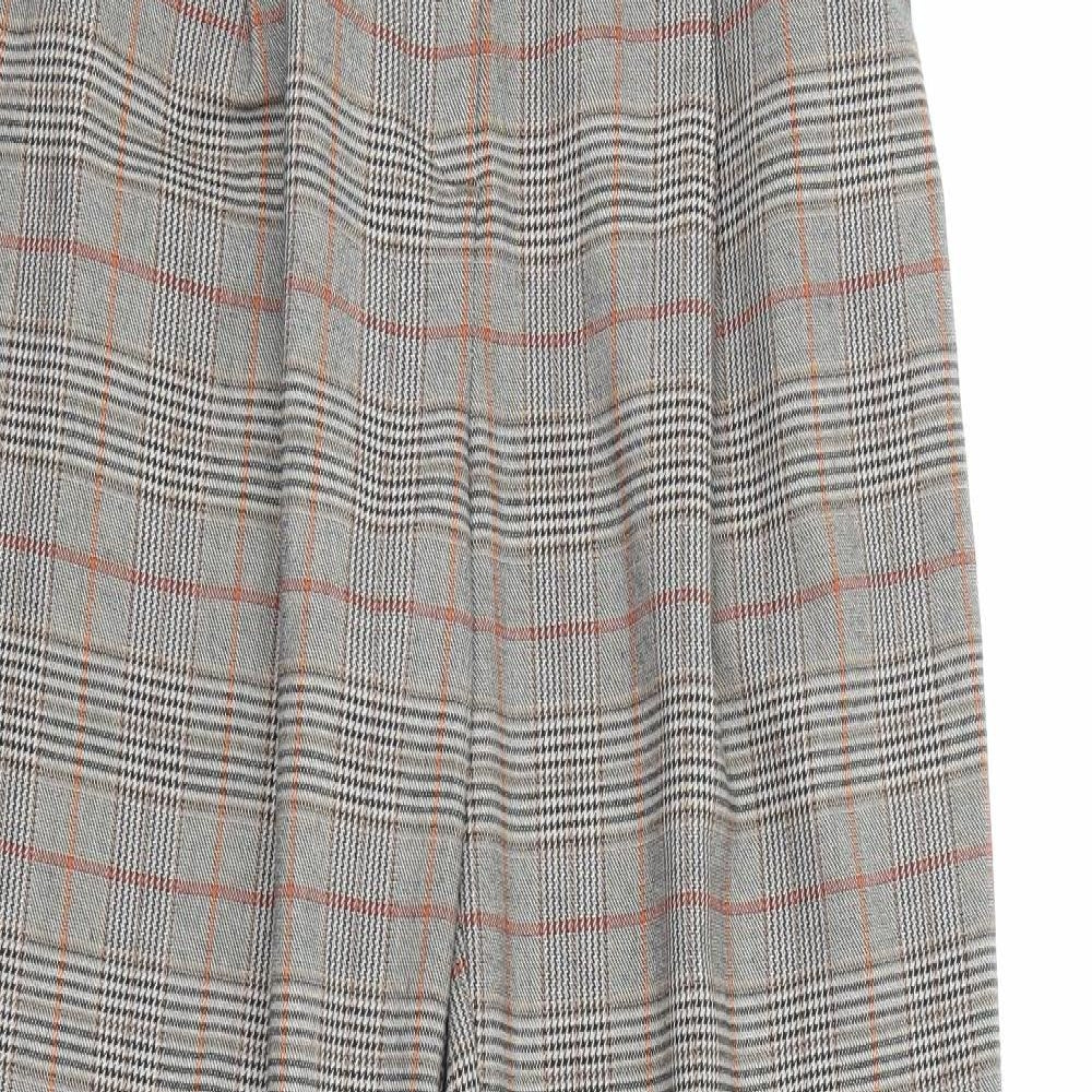 New Look Womens Brown Plaid Polyester Carrot Trousers Size 12 L27 in Regular Zip