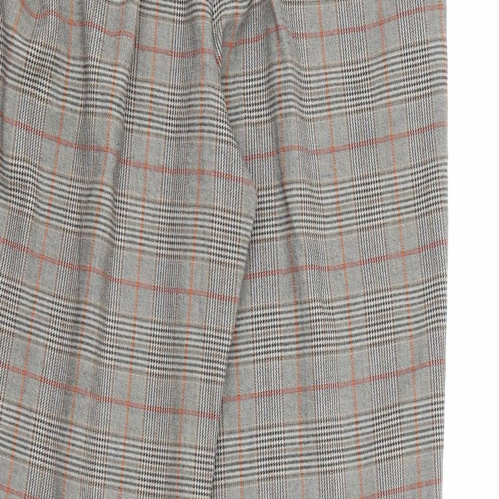 New Look Womens Brown Plaid Polyester Carrot Trousers Size 12 L27 in Regular Zip