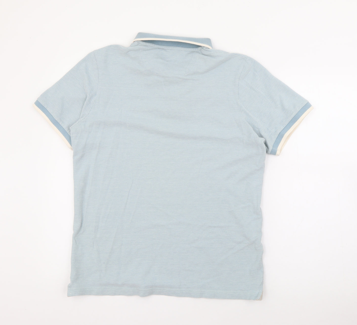 Farah Mens Blue  Cotton  Polo Size L Collared Button
