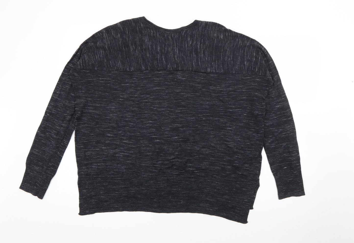Mango Womens Grey V-Neck  Polyester Pullover Jumper Size L