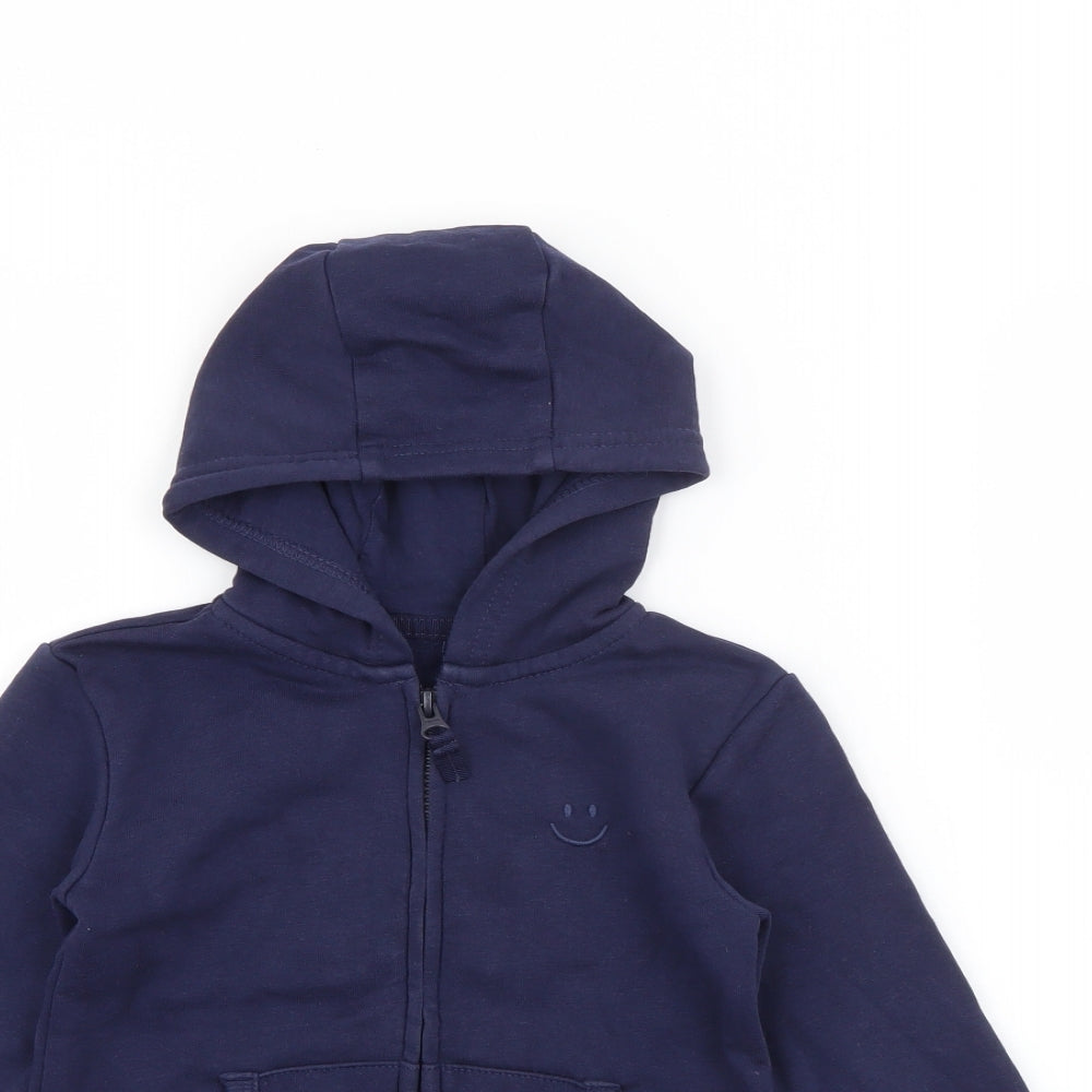 Dunnes Stores Boys Blue  Cotton Full Zip Hoodie Size 2-3 Years  Zip