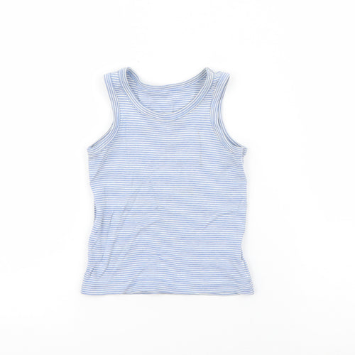 F&F Boys Blue Striped Cotton Pullover Tank Size 3-4 Years Round Neck