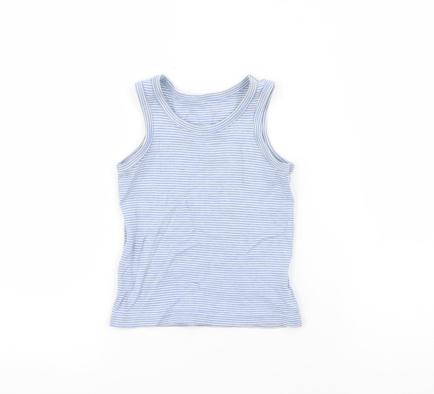 F&F Boys Blue Striped Cotton Pullover Tank Size 3-4 Years Round Neck