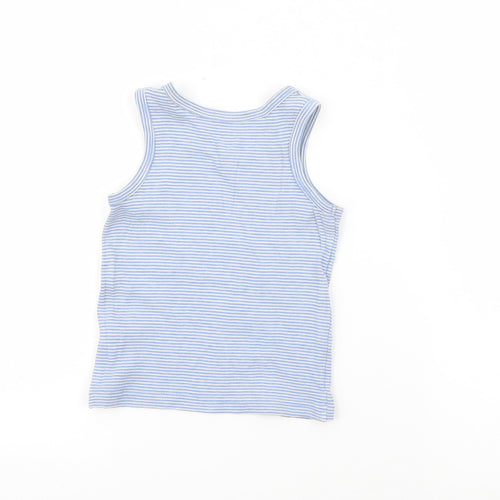 F&F Boys Blue Striped Cotton Pullover Tank Size 3-4 Years Round Neck