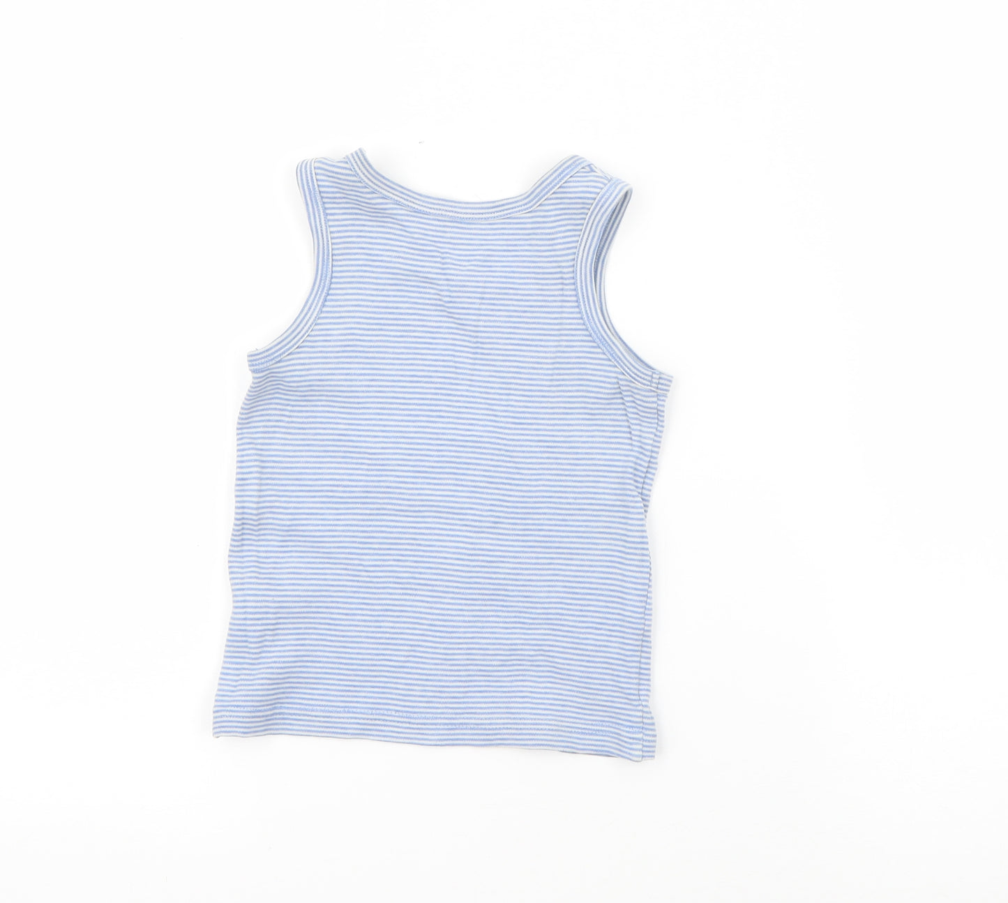 F&F Boys Blue Striped Cotton Pullover Tank Size 3-4 Years Round Neck