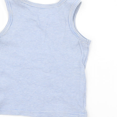 F&F Boys Blue Striped Cotton Pullover Tank Size 3-4 Years Round Neck