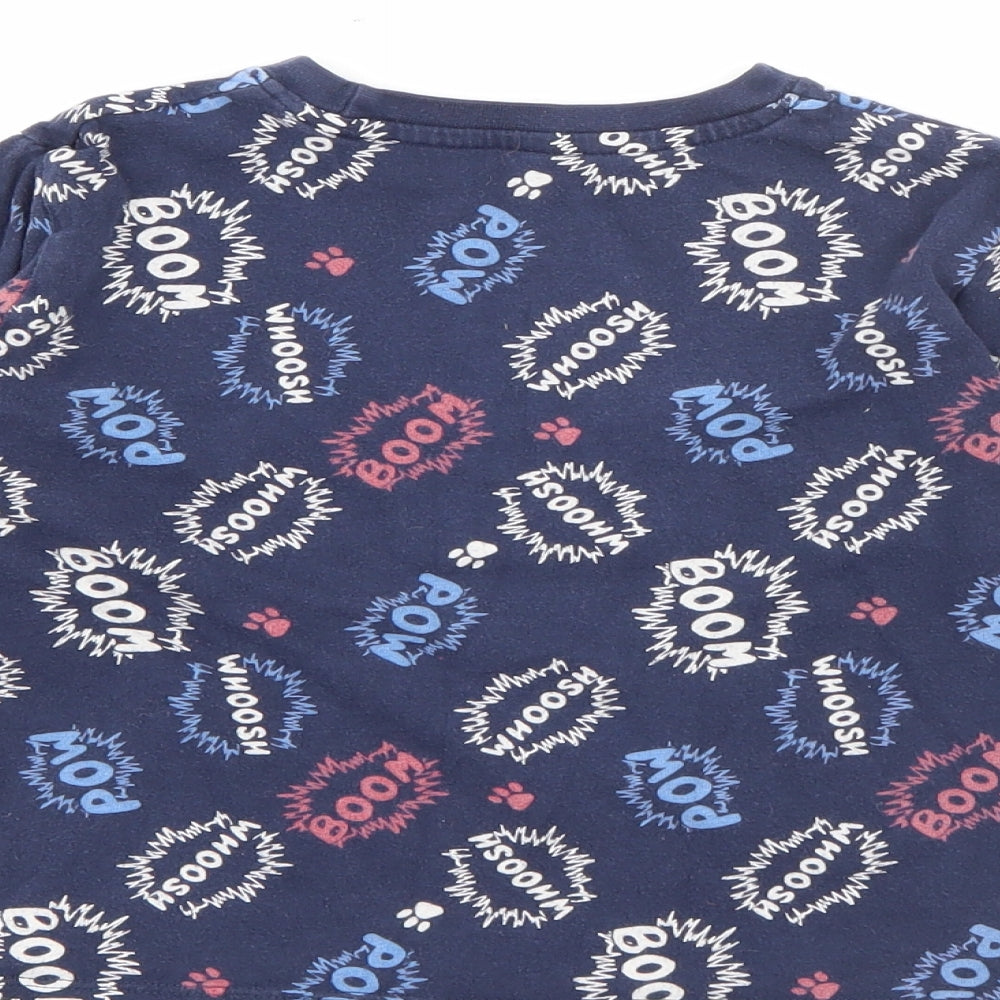 Matalan Boys Blue Geometric Cotton Pullover T-Shirt Size 2-3 Years Crew Neck