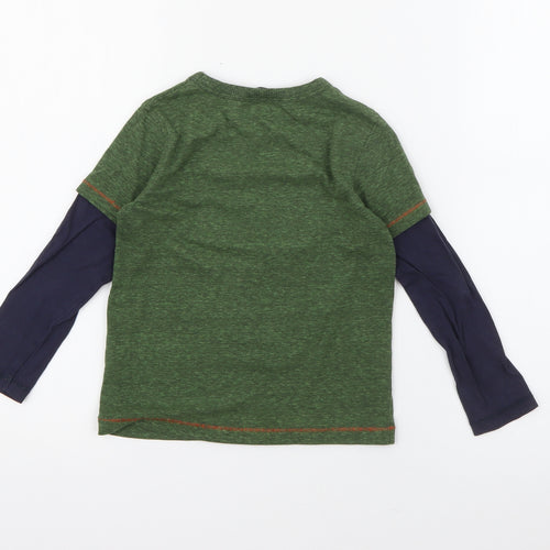 George Boys Green  Cotton Pullover T-Shirt Size 3-4 Years Crew Neck  - Dinosaur