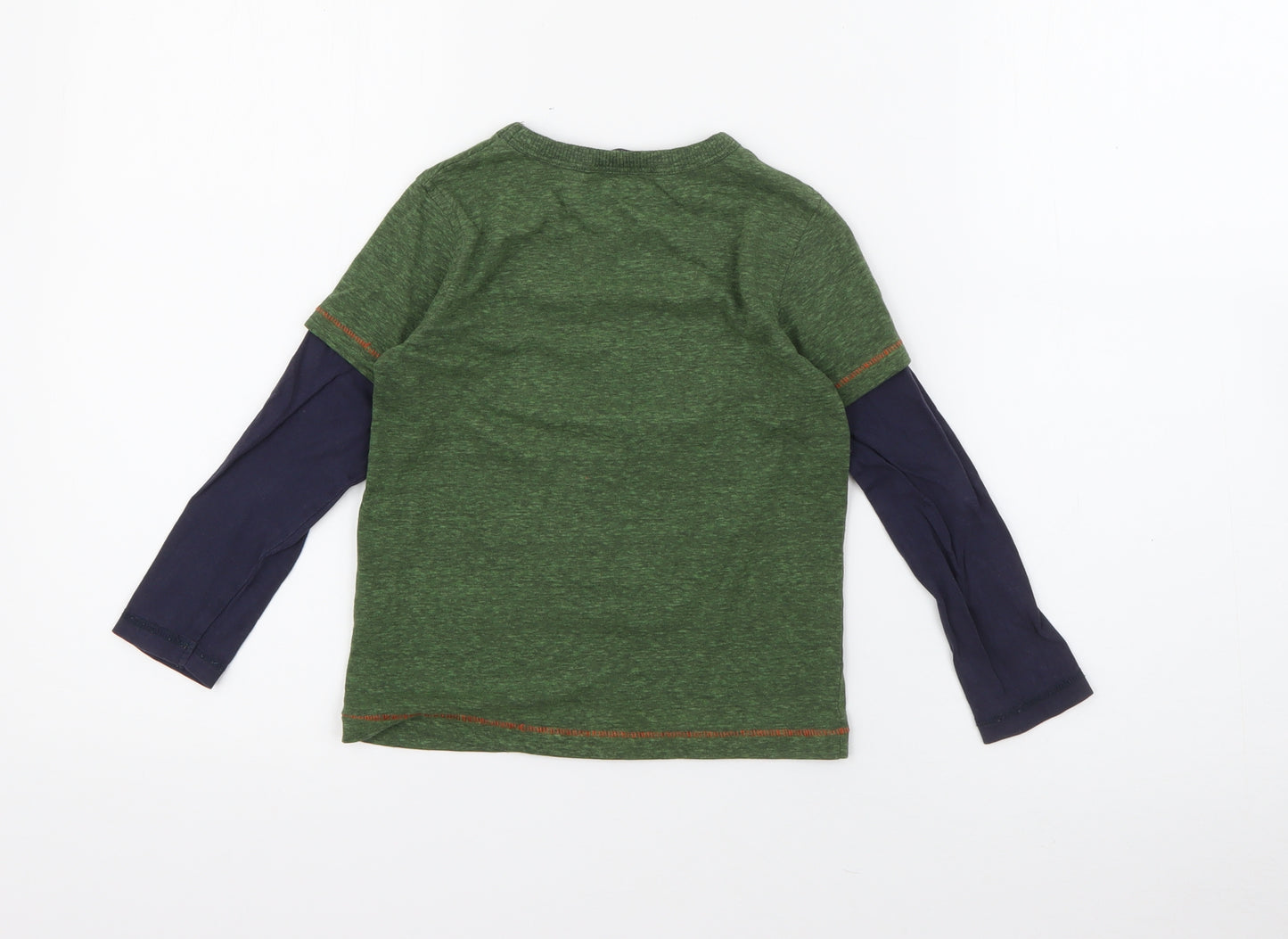 George Boys Green  Cotton Pullover T-Shirt Size 3-4 Years Crew Neck  - Dinosaur