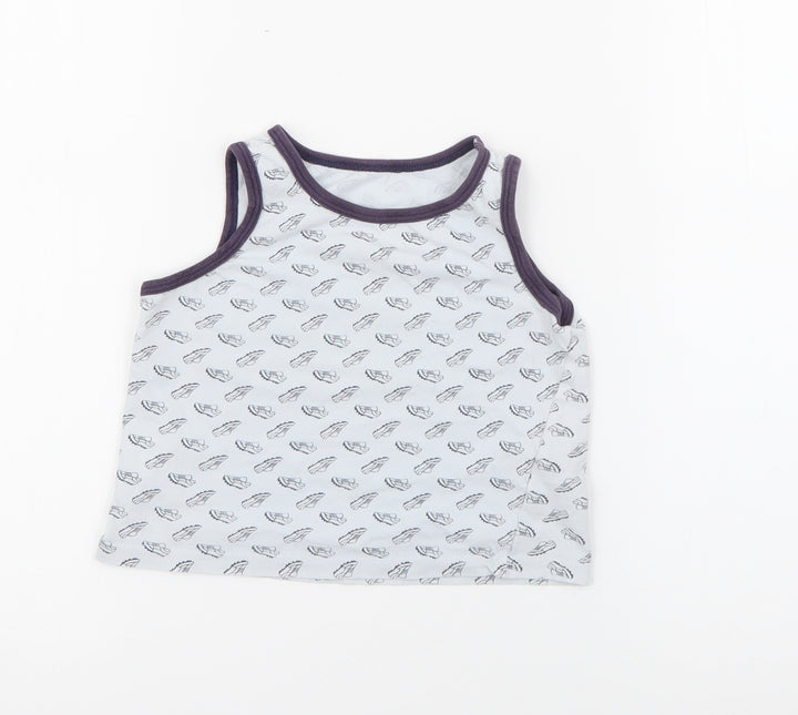 Primark Boys Blue Geometric Cotton Pullover Tank Size 5-6 Years Crew Neck  - Football