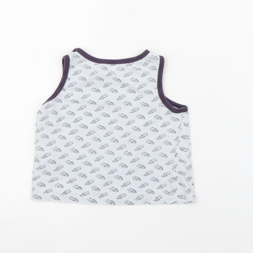 Primark Boys Blue Geometric Cotton Pullover Tank Size 5-6 Years Crew Neck  - Football