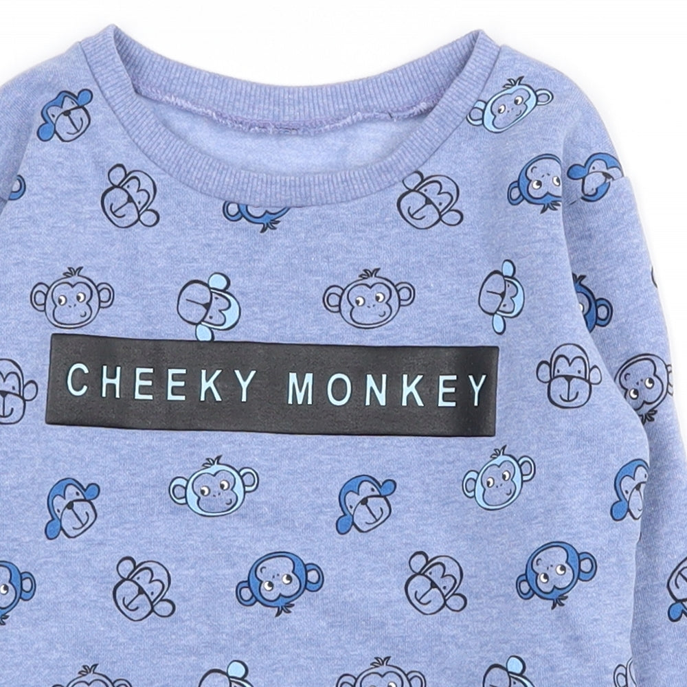 Dunnes Stores Boys Blue  Cotton Pullover Sweatshirt Size 3-4 Years  Magnetic