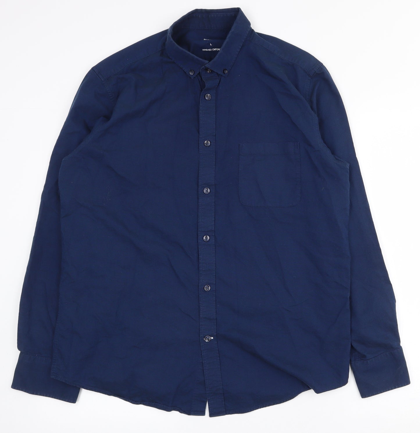Dunnes Stores Mens Blue  100% Cotton  Dress Shirt Size L Collared Button