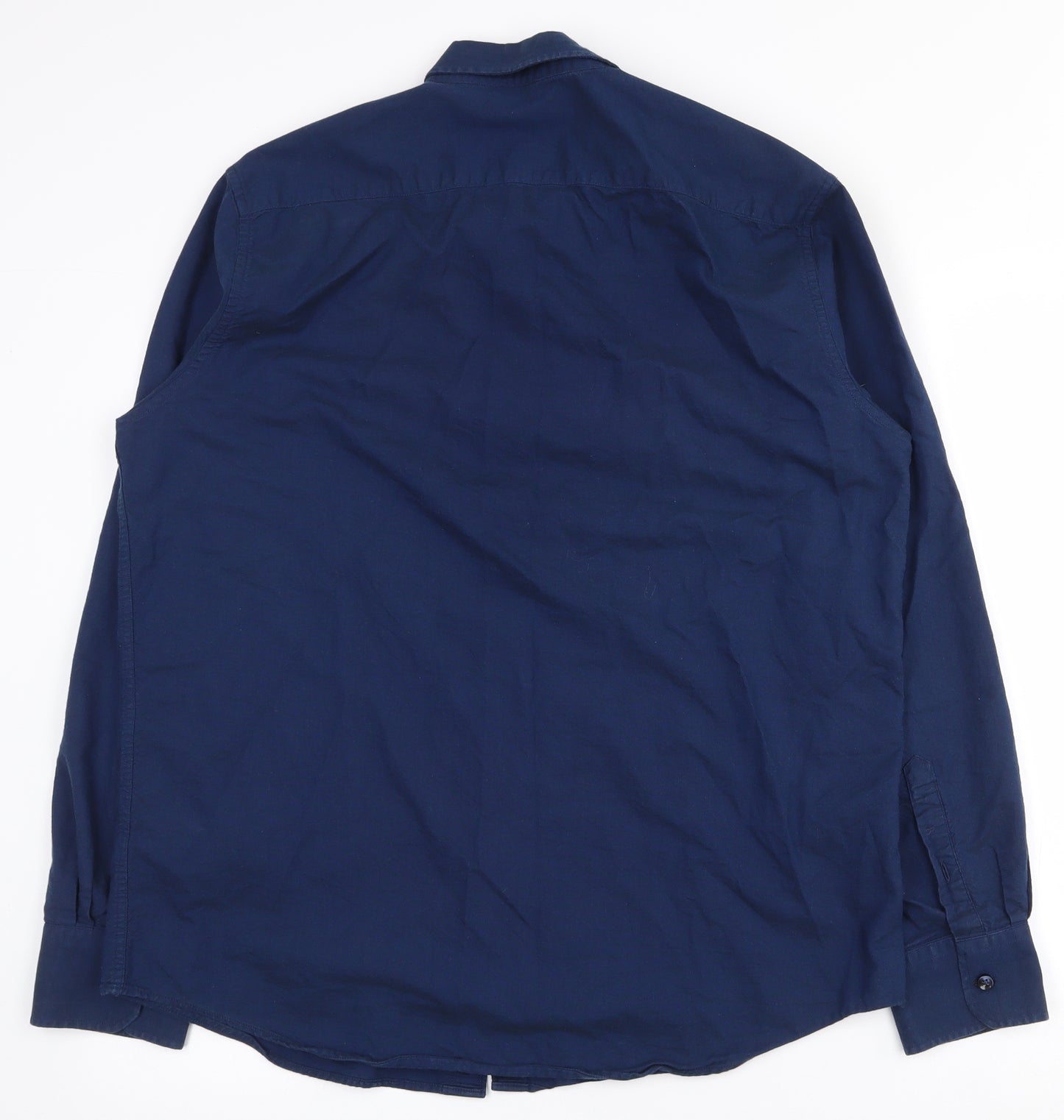 Dunnes Stores Mens Blue  100% Cotton  Dress Shirt Size L Collared Button