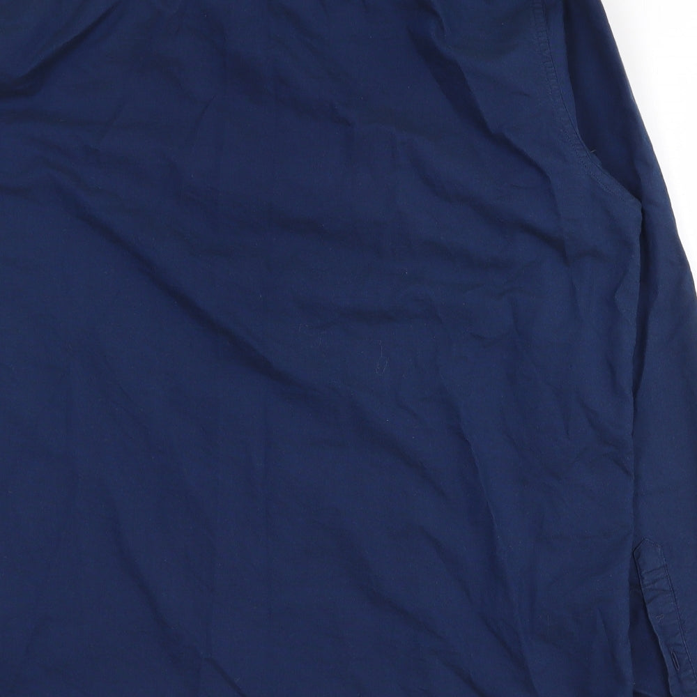 Dunnes Stores Mens Blue  100% Cotton  Dress Shirt Size L Collared Button