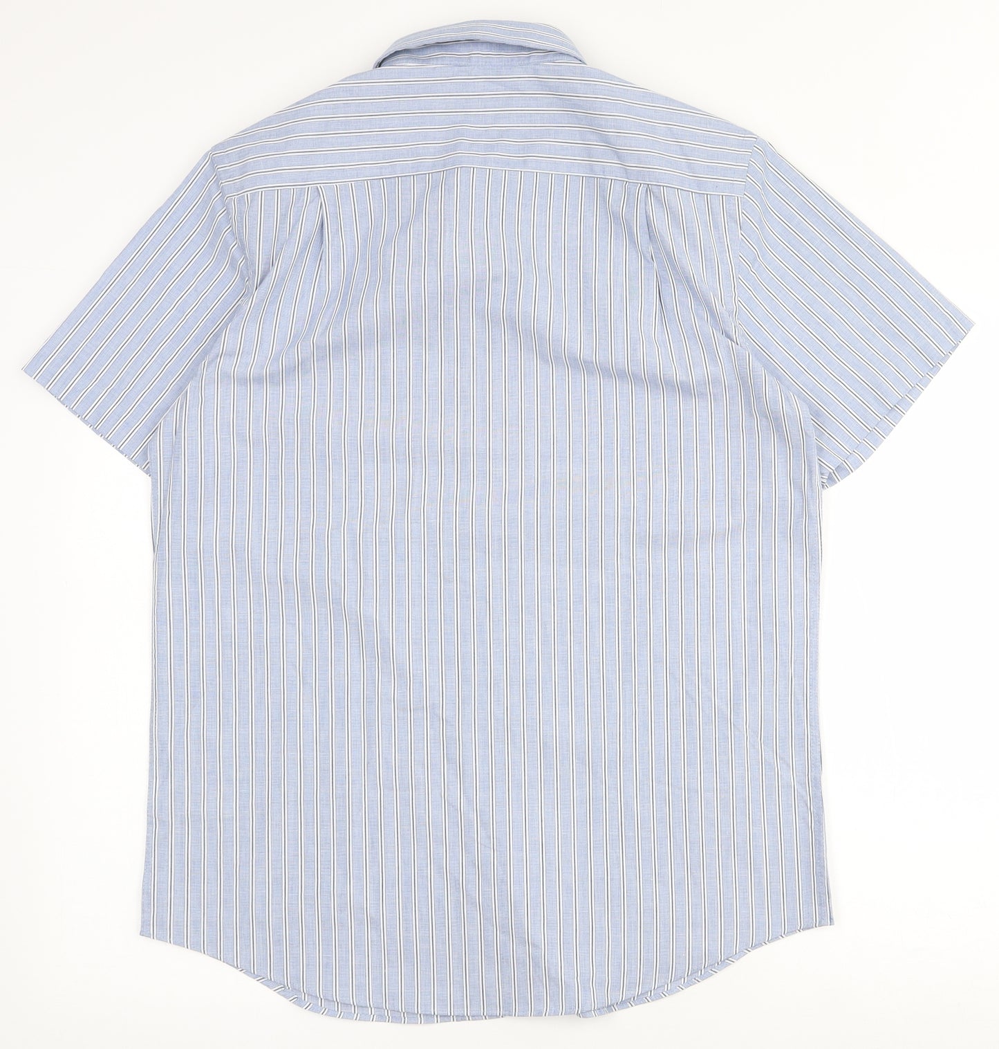 Dunnes Stores Mens Blue Striped Cotton  Button-Up Size M Collared Button