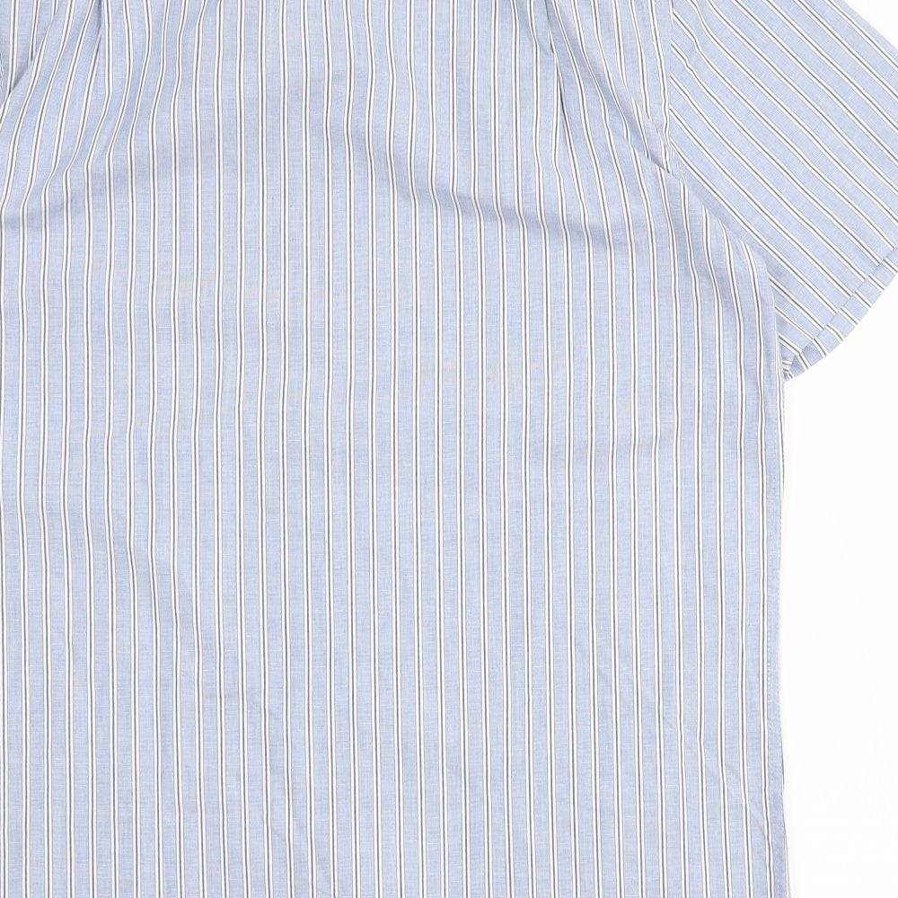 Dunnes Stores Mens Blue Striped Cotton  Button-Up Size M Collared Button