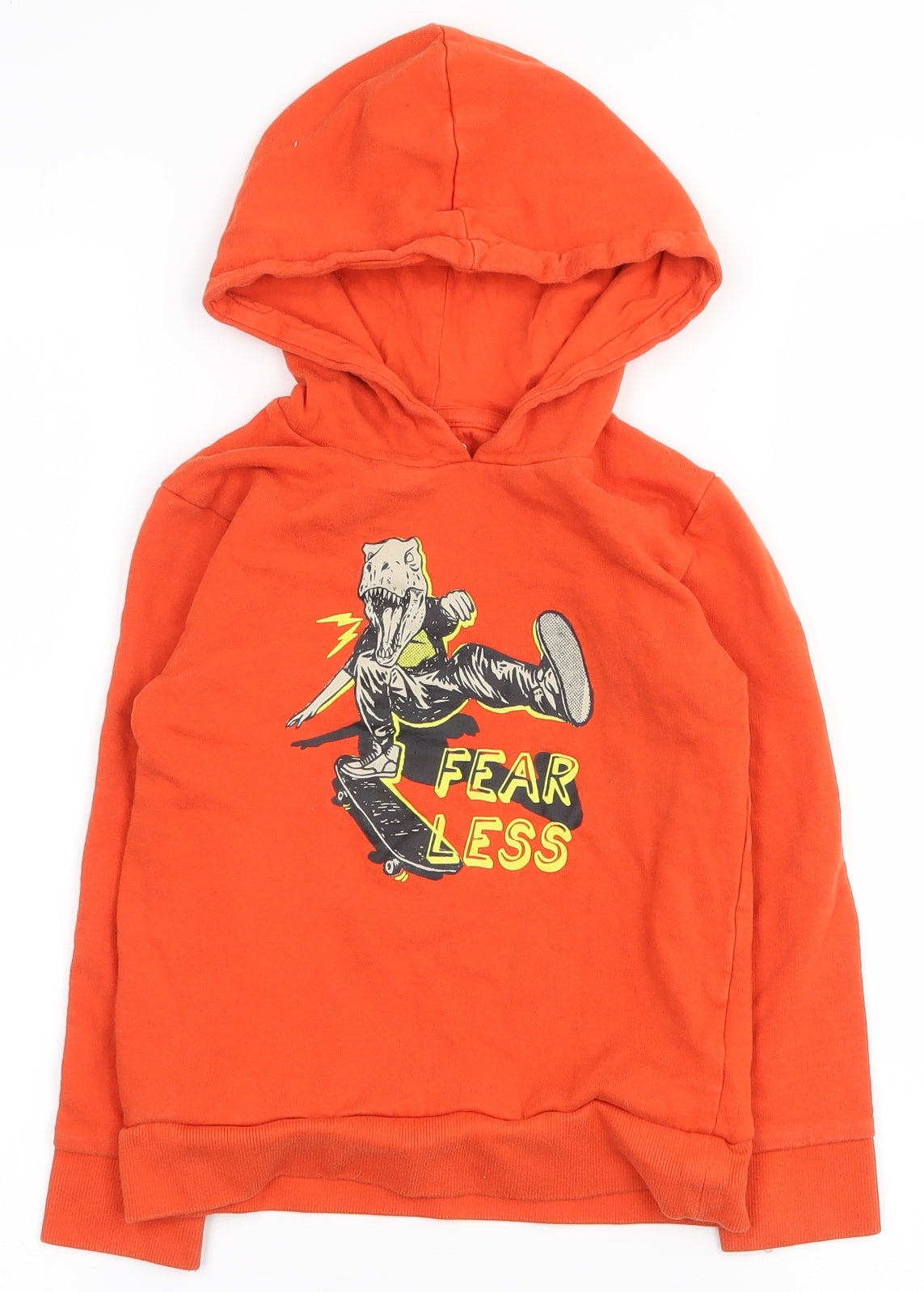 Jeff&Co Boys Orange  100% Cotton Pullover Hoodie Size 5-6 Years  Pullover