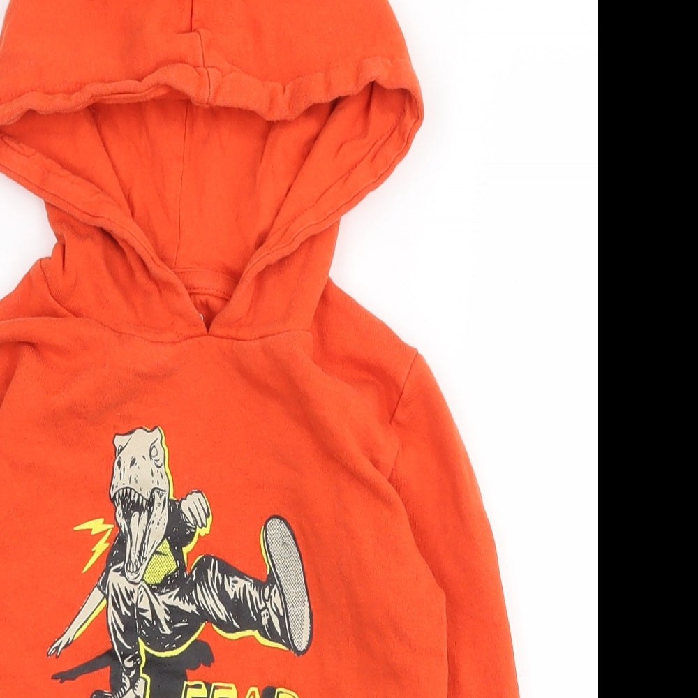 Jeff&Co Boys Orange  100% Cotton Pullover Hoodie Size 5-6 Years  Pullover