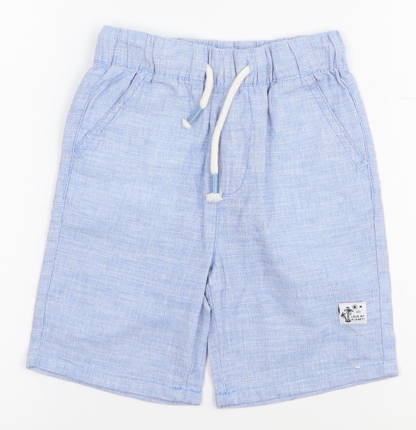 Dunnes Boys Blue  100% Cotton Bermuda Shorts Size 3-4 Years  Regular Drawstring
