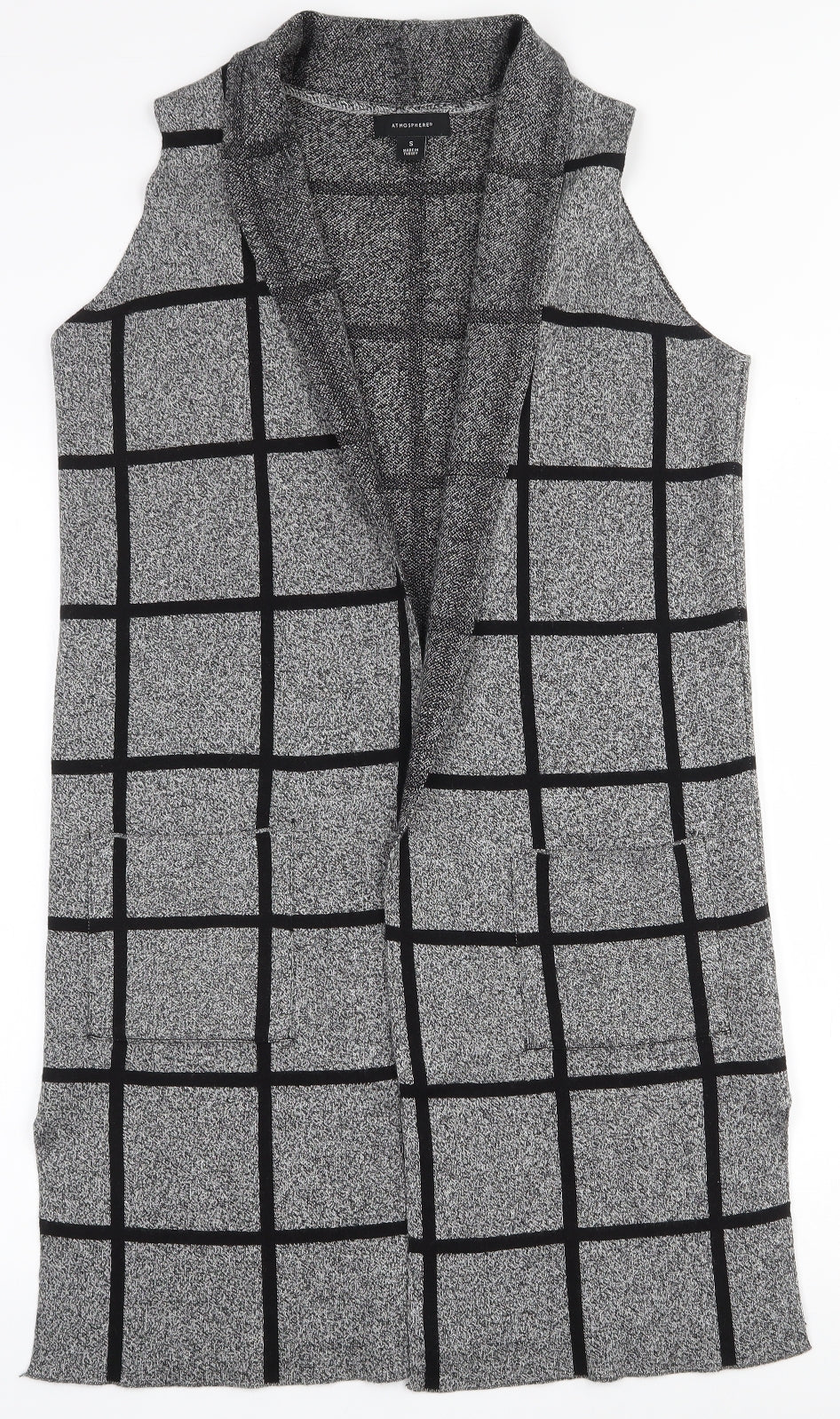 Atmosphere Womens Grey V-Neck Geometric Cotton Cardigan Jumper Size S