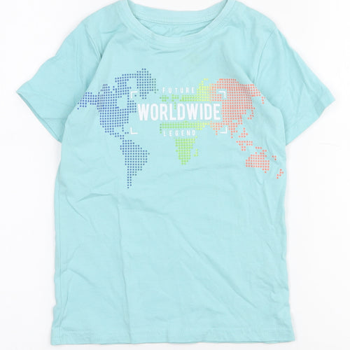 Dunnes Stores Boys Blue  100% Cotton Pullover T-Shirt Size 3-4 Years Round Neck Pullover