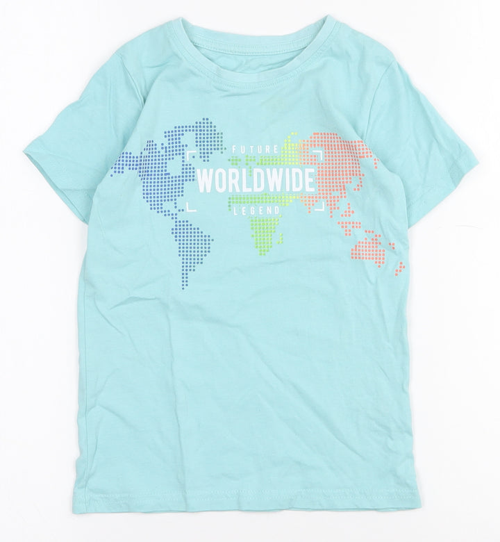 Dunnes Stores Boys Blue  100% Cotton Pullover T-Shirt Size 3-4 Years Round Neck Pullover