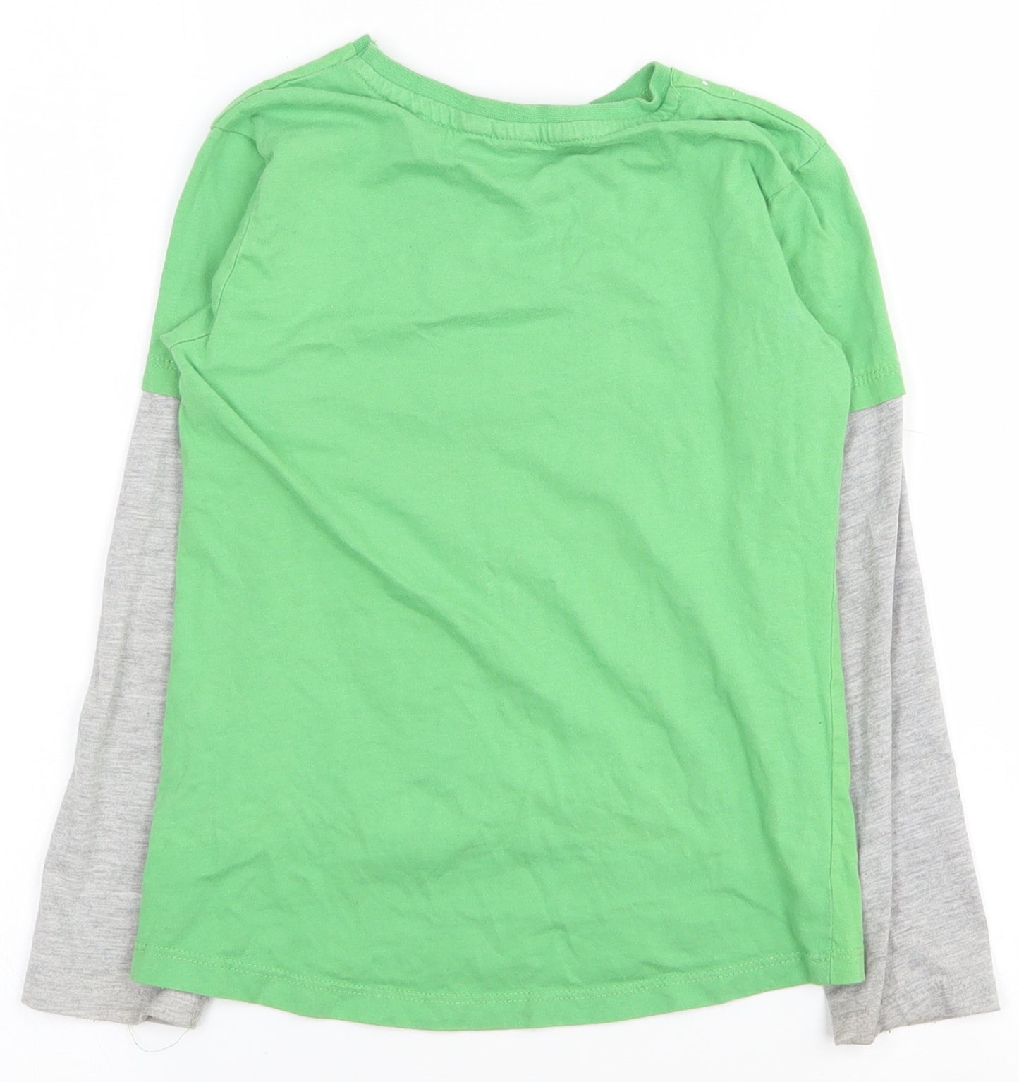 Primark Boys Green  100% Cotton Pullover T-Shirt Size 6-7 Years Crew Neck Pullover