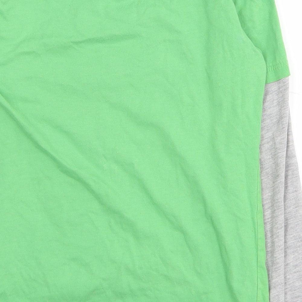 Primark Boys Green  100% Cotton Pullover T-Shirt Size 6-7 Years Crew Neck Pullover