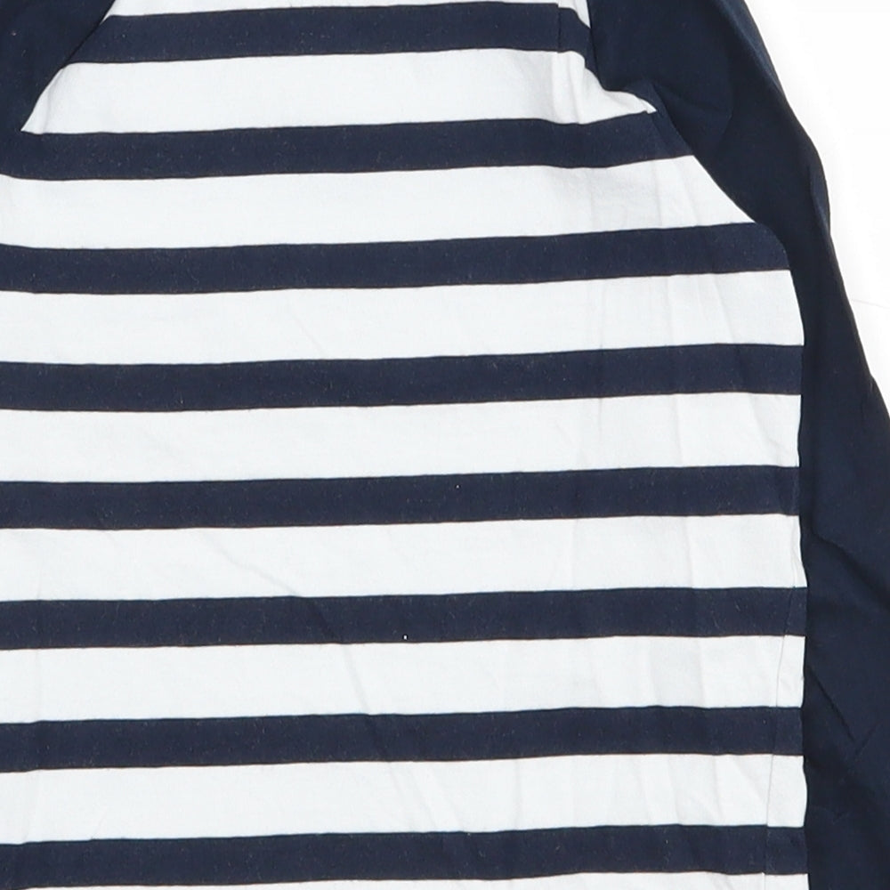 Marks and Spencer Boys Blue Striped Cotton Pullover T-Shirt Size 3-4 Years Crew Neck Pullover
