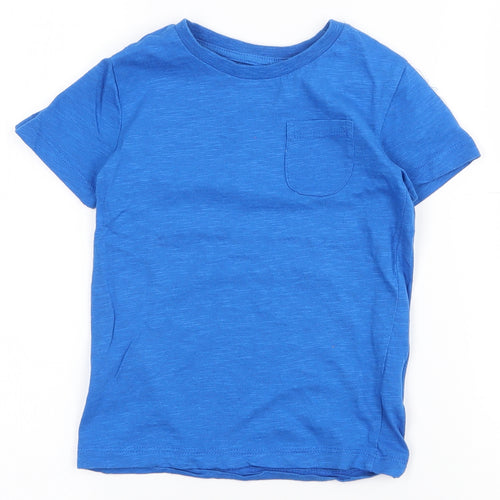 Dunnes Stores Boys Blue  100% Cotton Pullover T-Shirt Size 3-4 Years Crew Neck Pullover