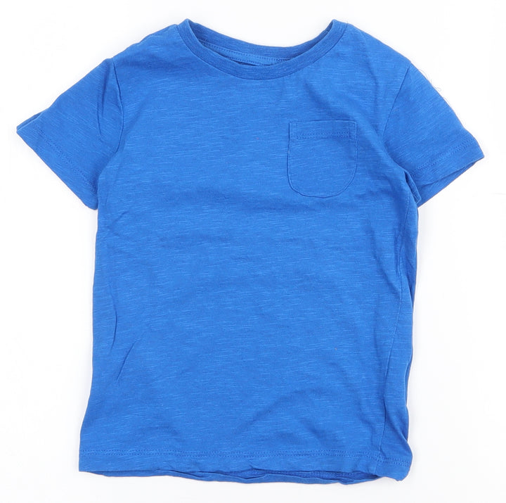 Dunnes Stores Boys Blue 100% Cotton Pullover T-Shirt Size 3-4 Years Crew Neck Pullover