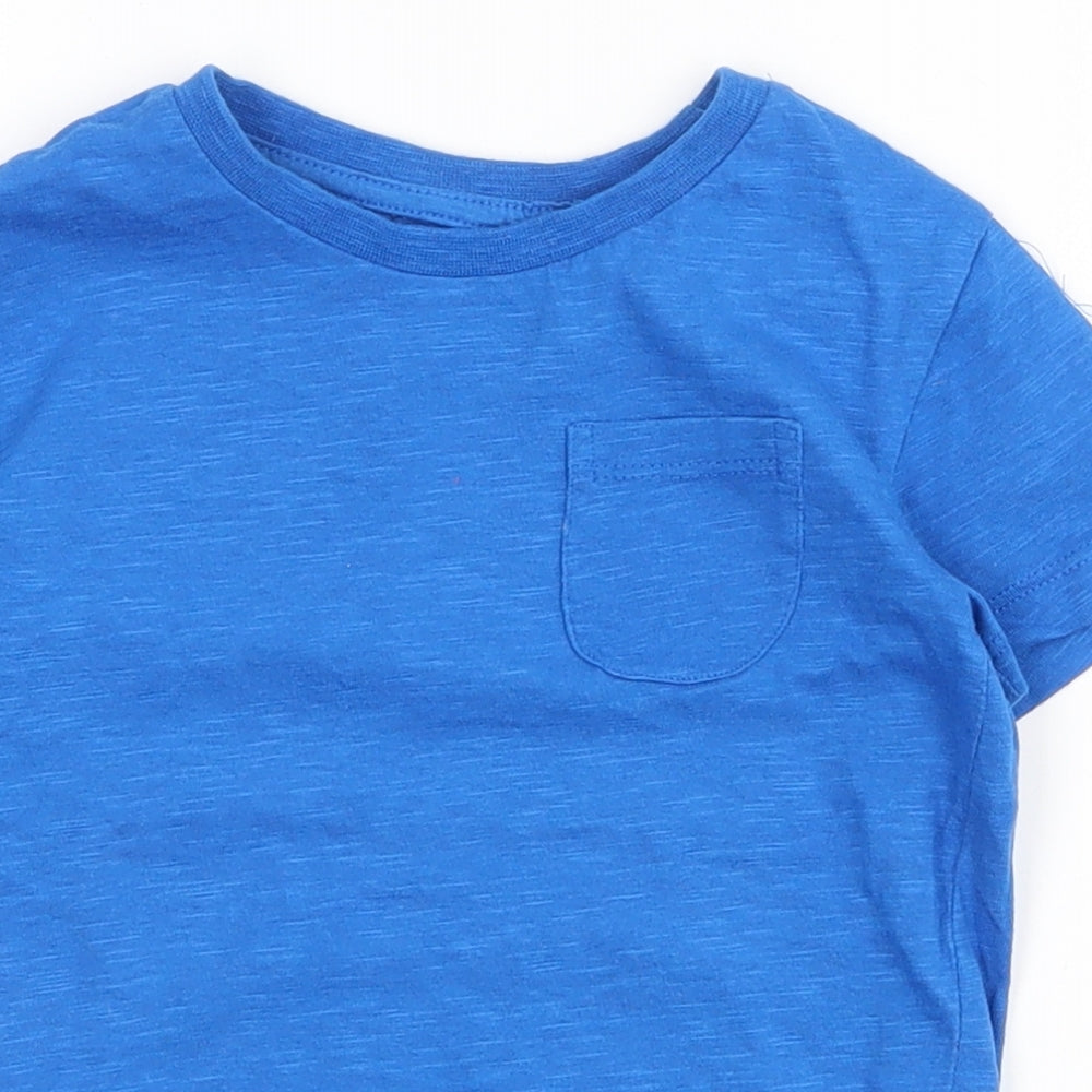 Dunnes Stores Boys Blue  100% Cotton Pullover T-Shirt Size 3-4 Years Crew Neck Pullover