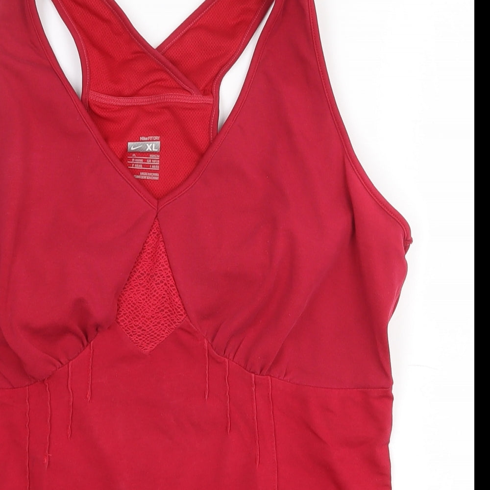Nike Womens Red  Polyester Pullover Tank Size XL V-Neck Pullover