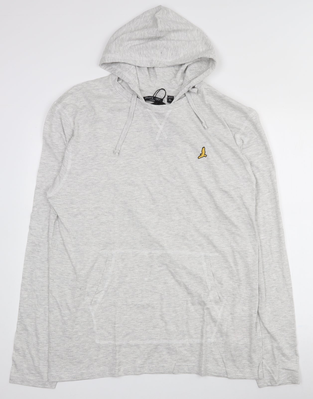 Brave Soul Mens Grey  Cotton Pullover Hoodie Size XL