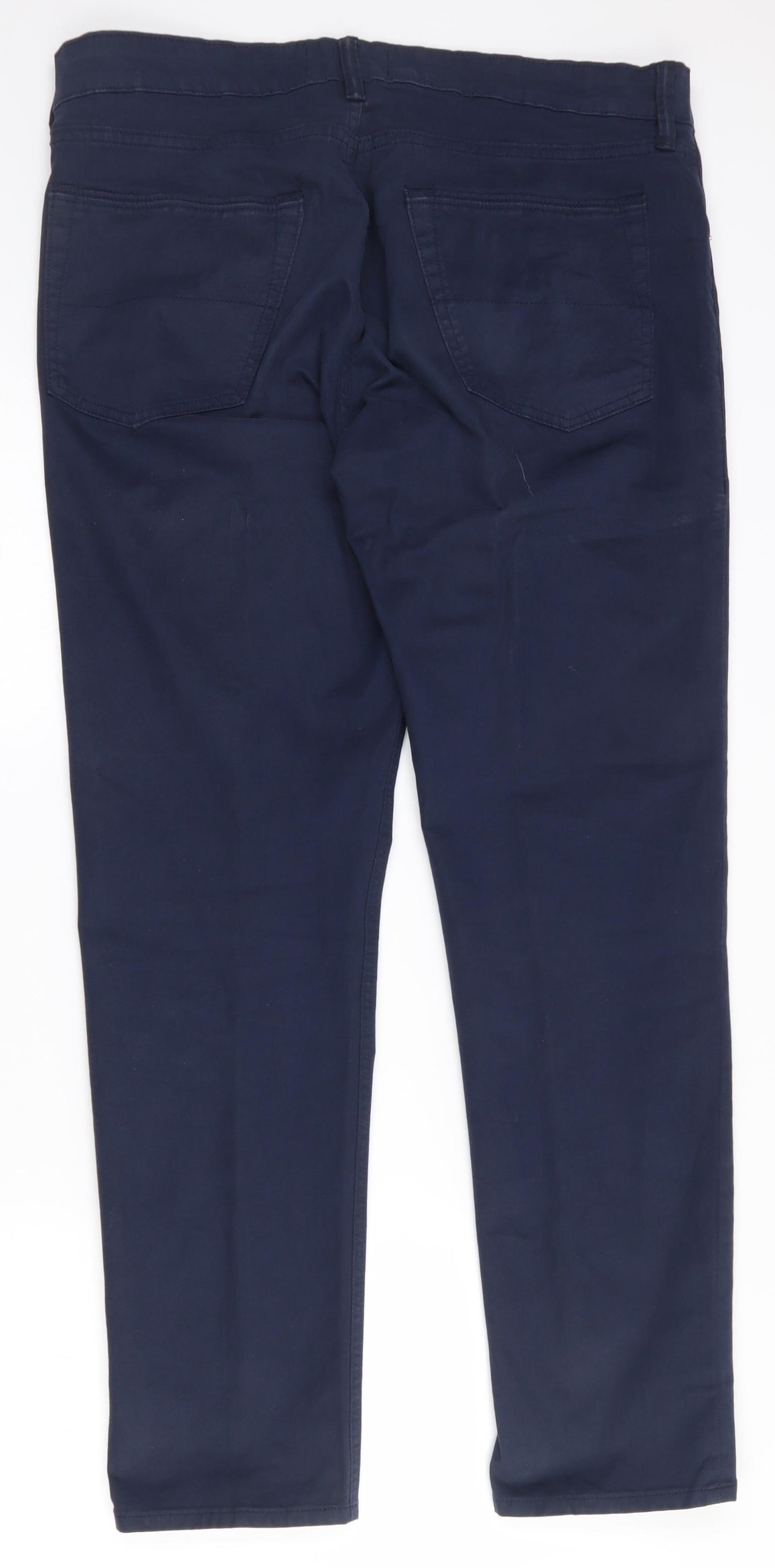 Marks and Spencer Mens Blue  Cotton Straight Jeans Size 36 in L30 in Slim Zip