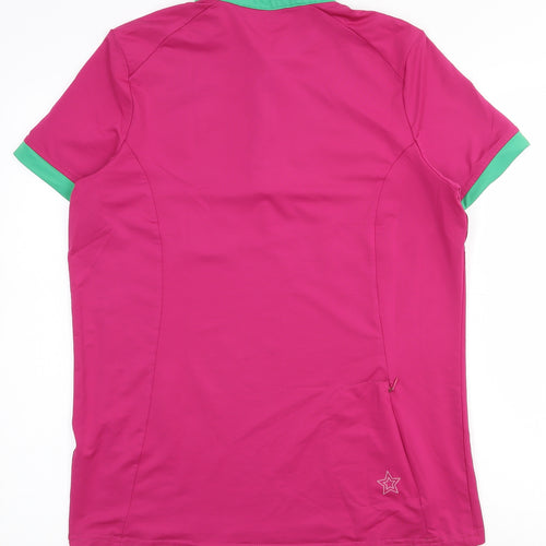 Crivit Womens Pink  Polyester Pullover T-Shirt Size 18 Collared Zip