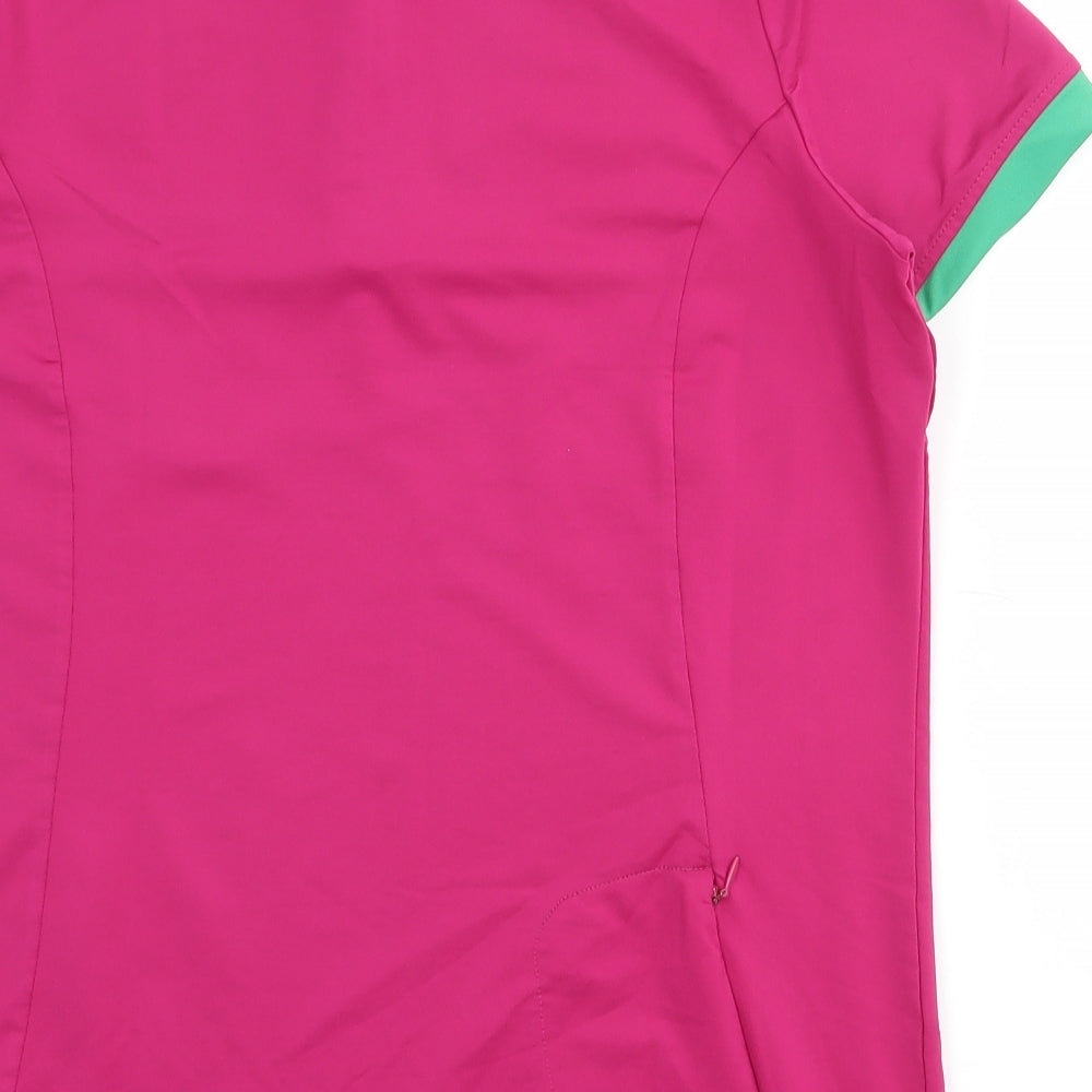 Crivit Womens Pink  Polyester Pullover T-Shirt Size 18 Collared Zip