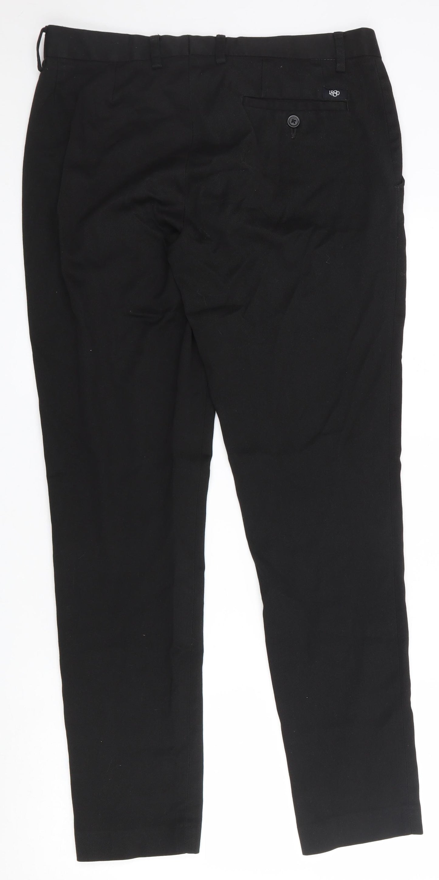 1880 Club Mens Black  Polyester Trousers  Size 32 in L30 in Regular Zip - Teflon