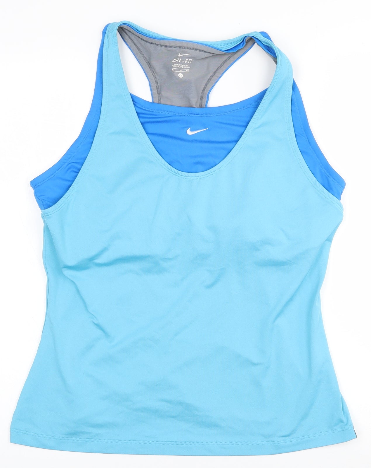 Nike Womens Blue  Polyester Basic Tank Size XL Scoop Neck Pullover