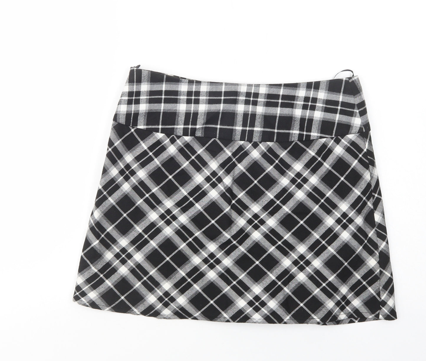 TU Womens Black Plaid Polyester Pleated Skirt Size 10   Zip