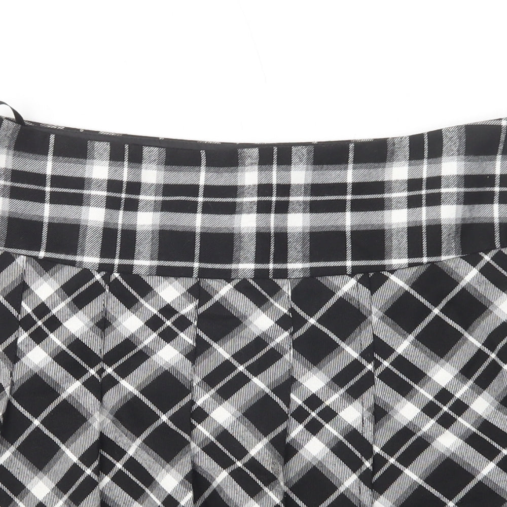 TU Womens Black Plaid Polyester Pleated Skirt Size 10   Zip
