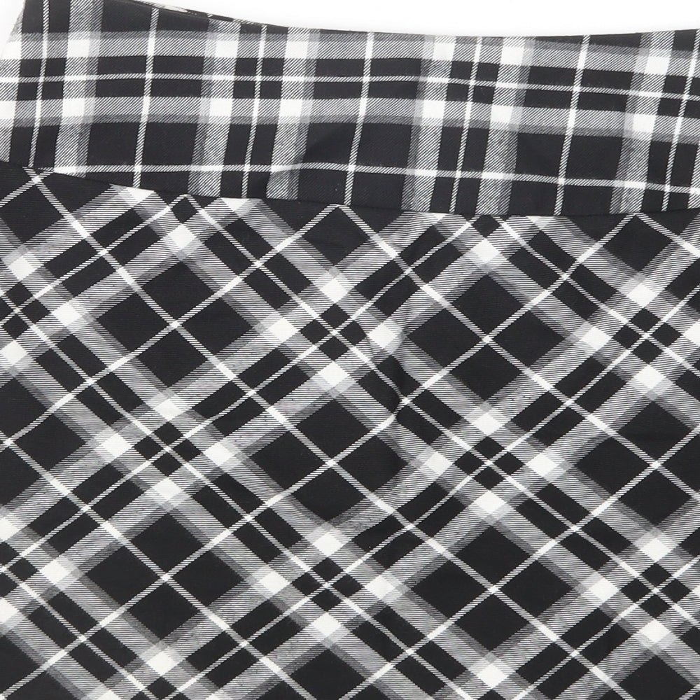 TU Womens Black Plaid Polyester Pleated Skirt Size 10   Zip