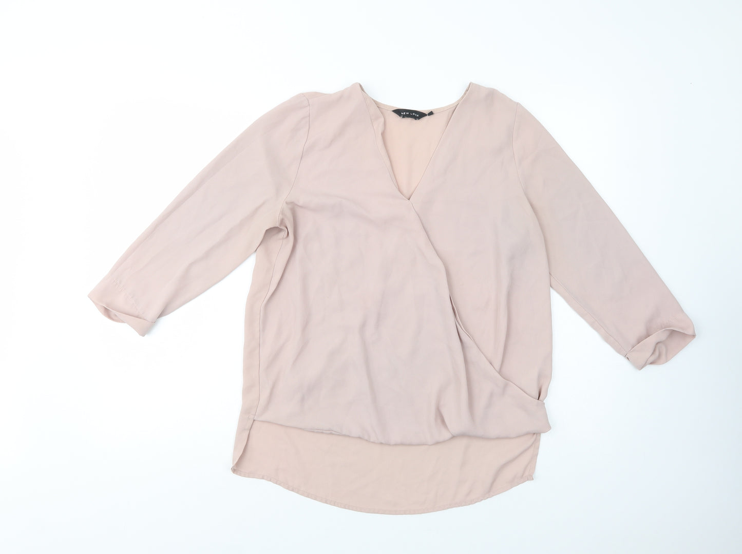 New L>ook Womens Pink  Polyester Basic Blouse Size 10 V-Neck