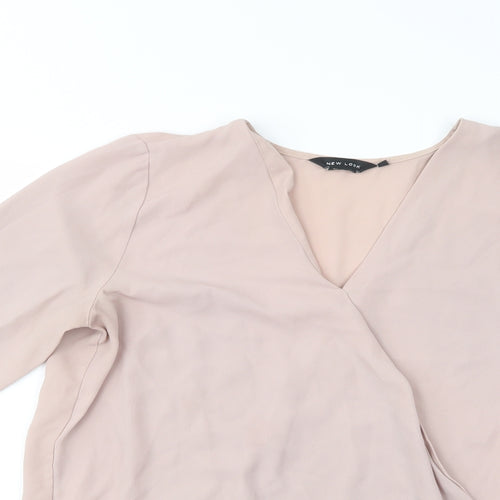 New L>ook Womens Pink  Polyester Basic Blouse Size 10 V-Neck