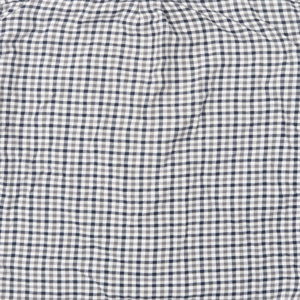 Blue Harbour Mens Grey Check Cotton  Button-Up Size M Collared Button
