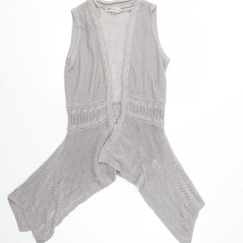 Indigo Womens Grey V-Neck  Linen Cardigan Jumper Size 10